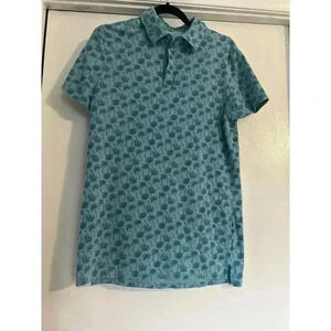 All in Motion Short Sleeve Shirt‎ Blue Teal Palm Tree Size Medium 1/4 Button Up